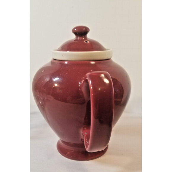 Vintage McCormick Tea Pot Teapot Burgundy Tea Strainer Insert Baltimore MD USA - Picture 3 of 9